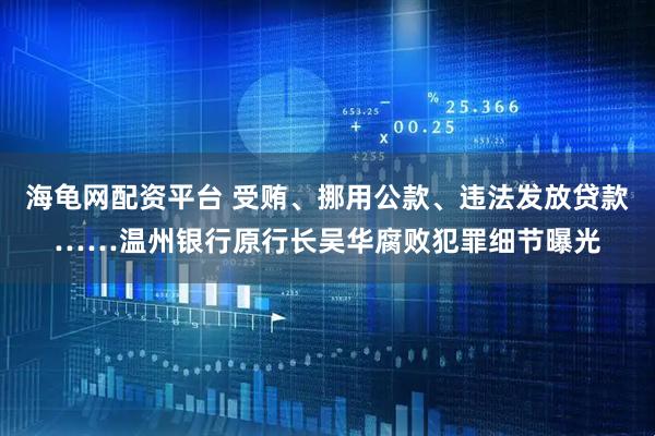 海龟网配资平台 受贿、挪用公款、违法发放贷款……温州银行原行长吴华腐败犯罪细节曝光